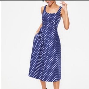 Boden Sabina Midi Fit n' Flare Lapis Spot Star dress sz 16